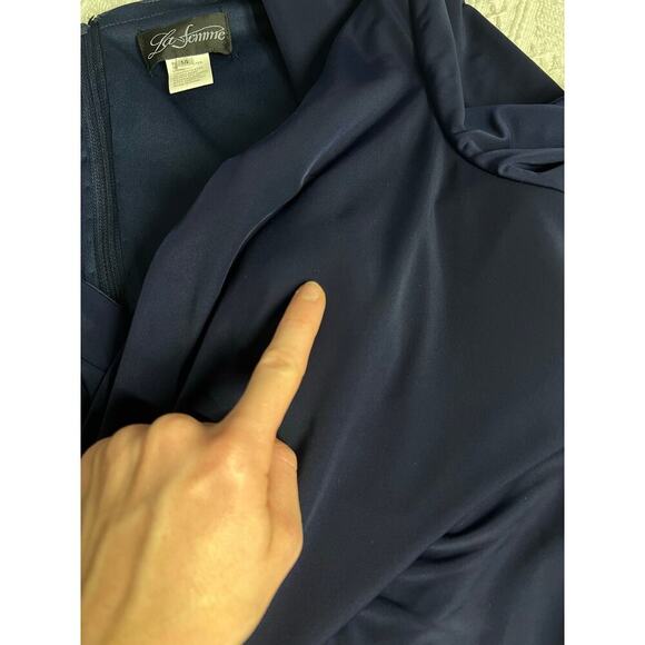 La Femme V-Neckline Longsleeve A-Line Dress in Navy, size 14, NWT - Picture 15 of 15